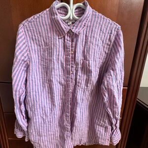 Gap 100% Linen shirt: Pink and blue stripes.
